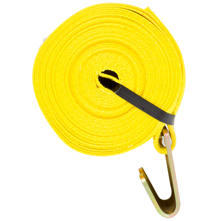 KEEPER 30'X4" Winch Strap, Yellow, Flat Hook, 5,000Lbs WLL 4926